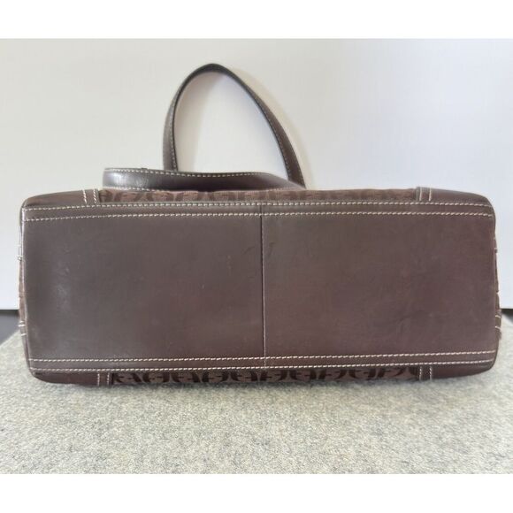 Fossil Modern Vintage Canvas‎ Dark Brown Purse Double Handle - Picture 7 of 9